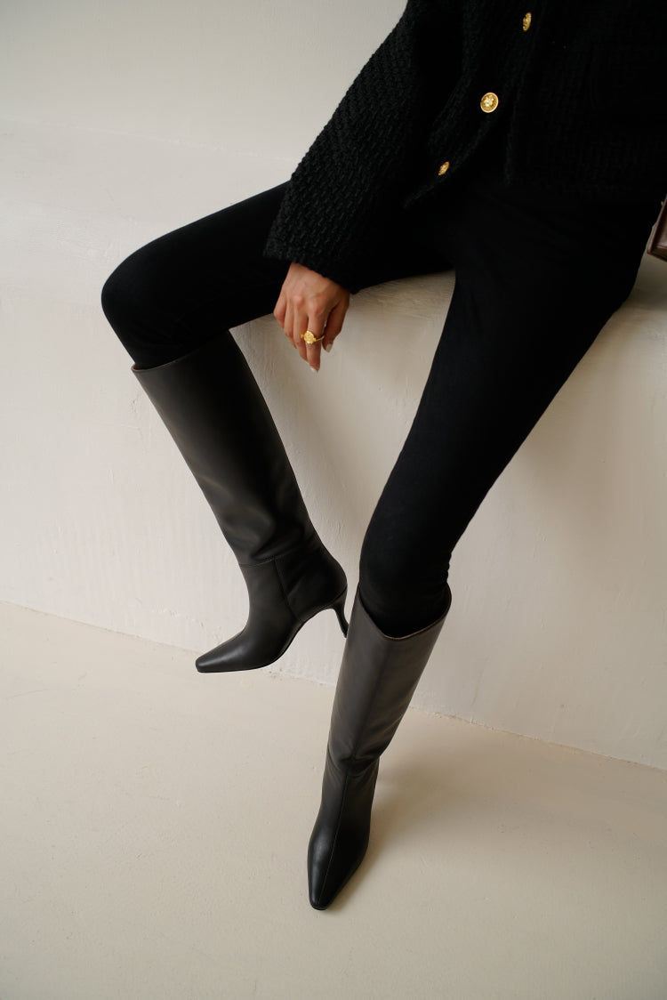 Alais Knee High Boots in Black