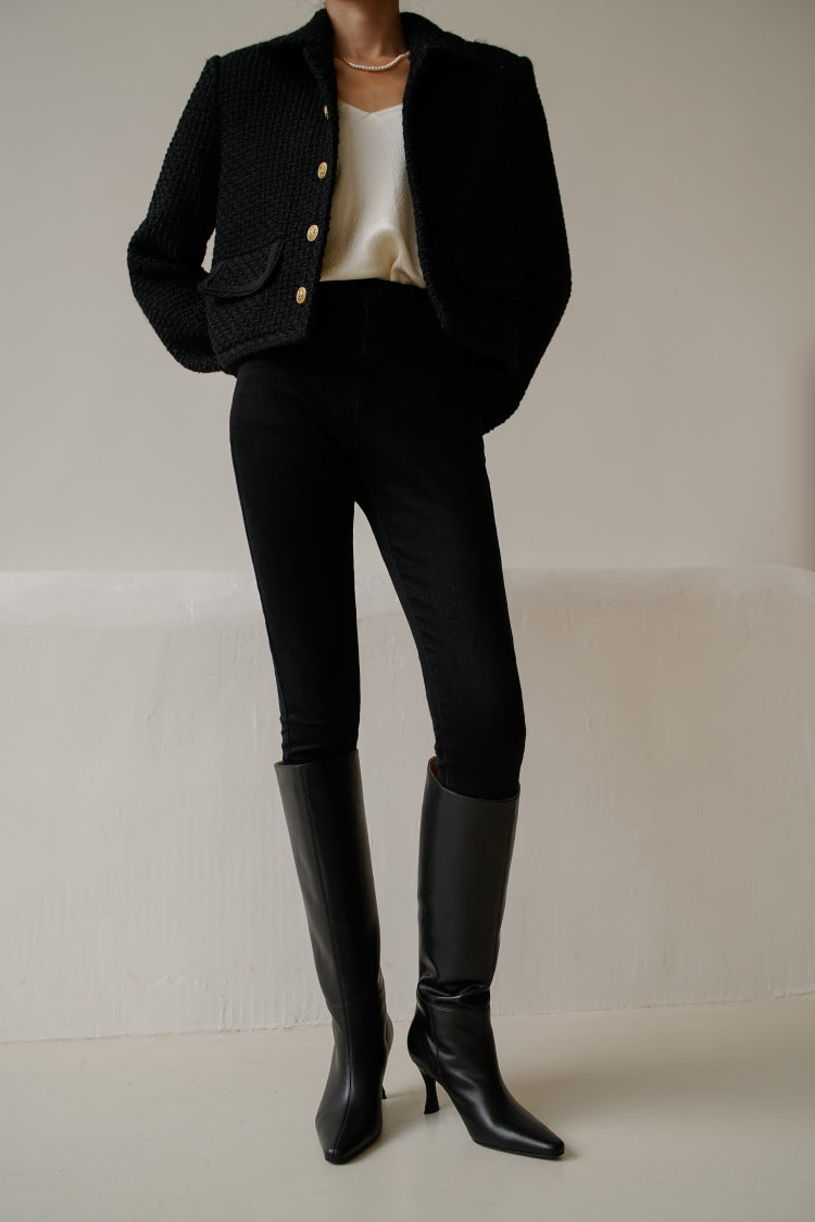 Alais Knee High Boots in Black