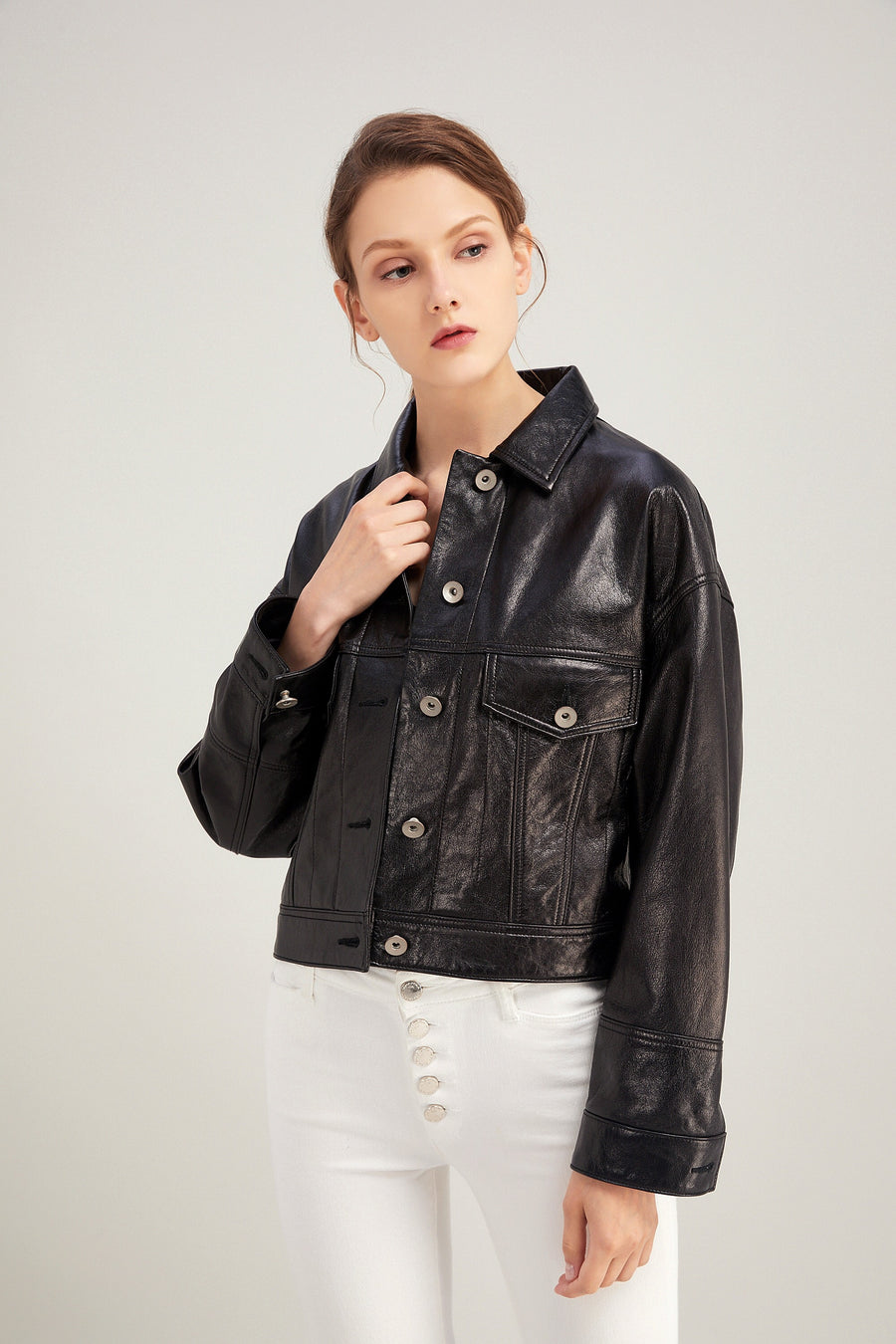 Chloey leather jacket in black