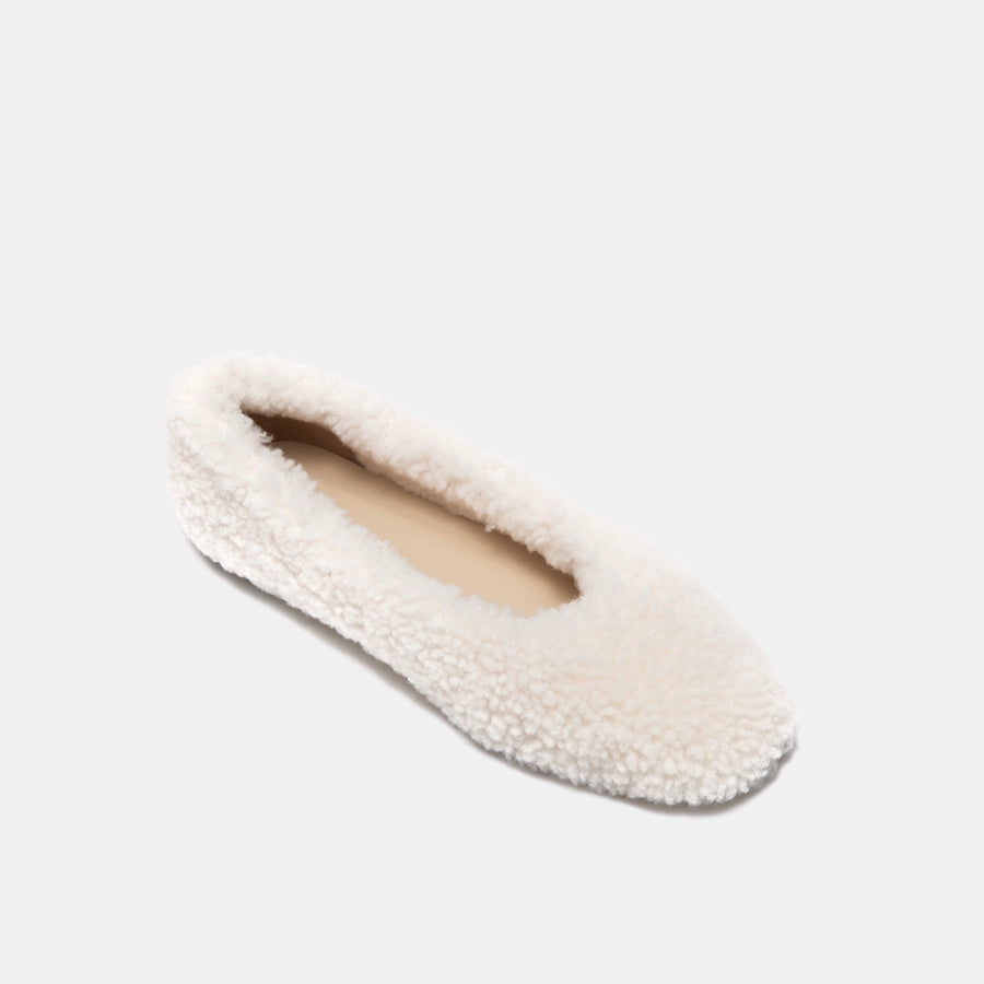 Ciana fur flats white