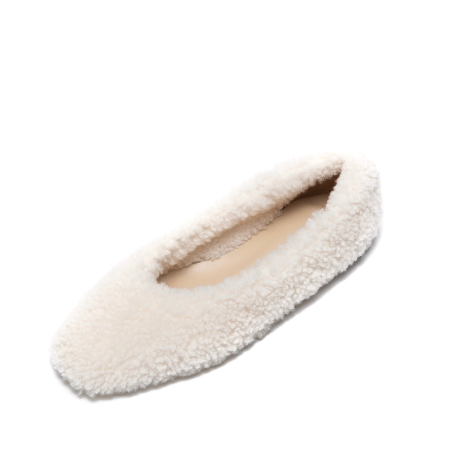 Ciana fur flats white